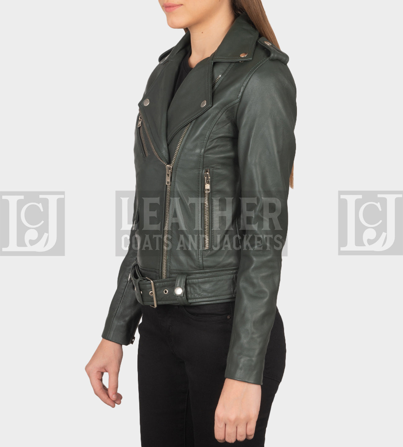 Alison Green Leather Jacket – Modern Biker Style