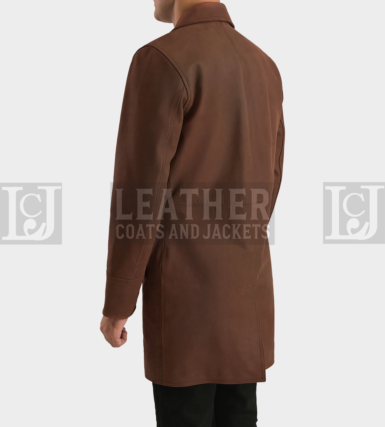 Half-Life Men's Distressed Brown Leather Coat