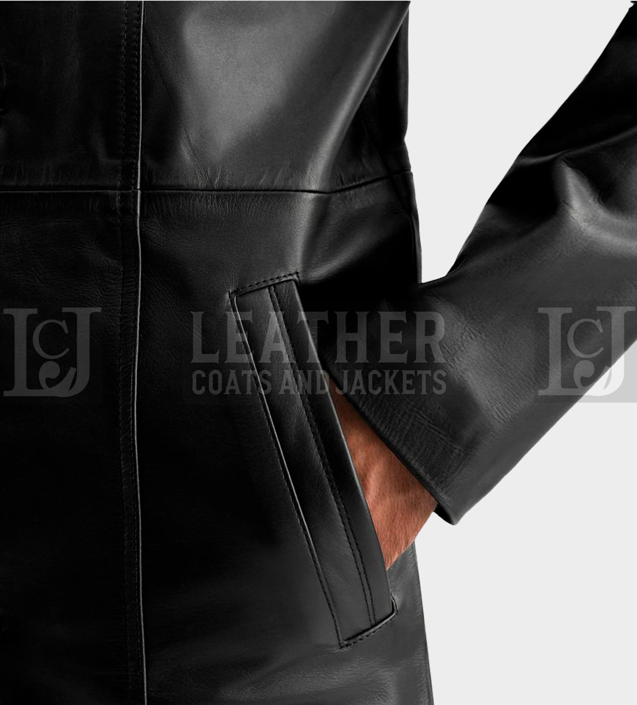 Timeless Black Leather Trench Coat for Men