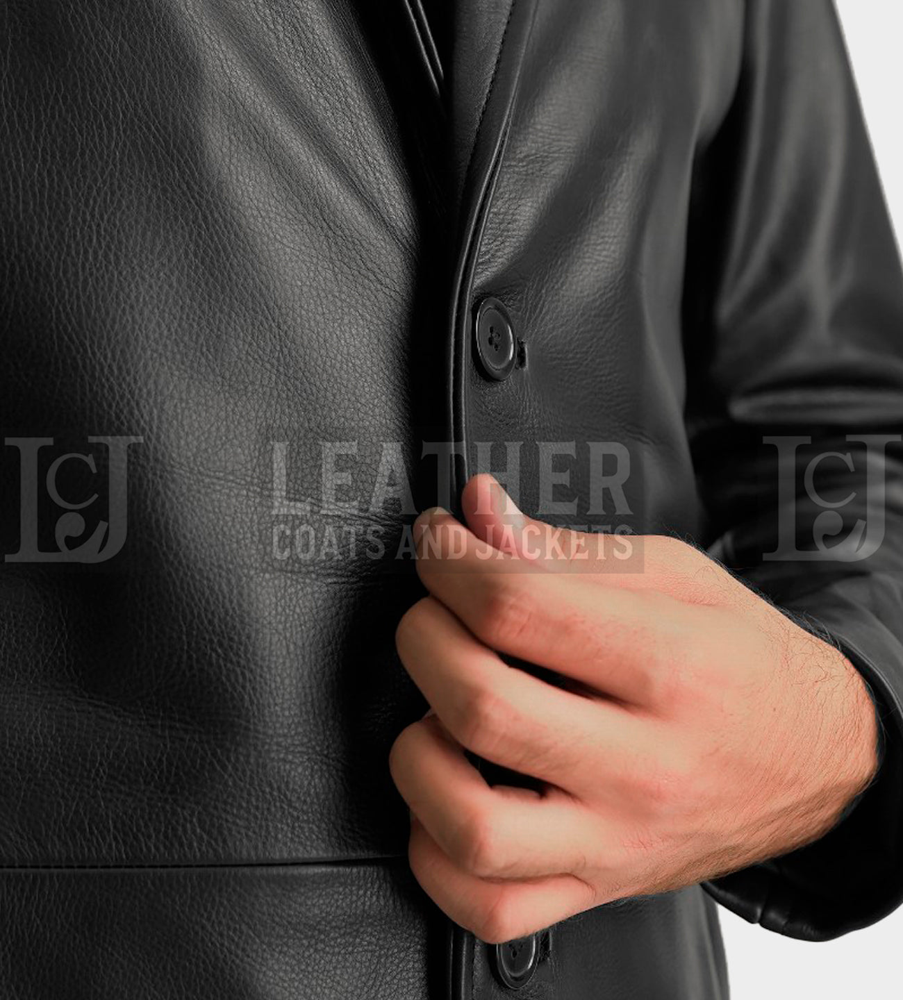 Mateo Men's Black Leather Single-Breasted Coat