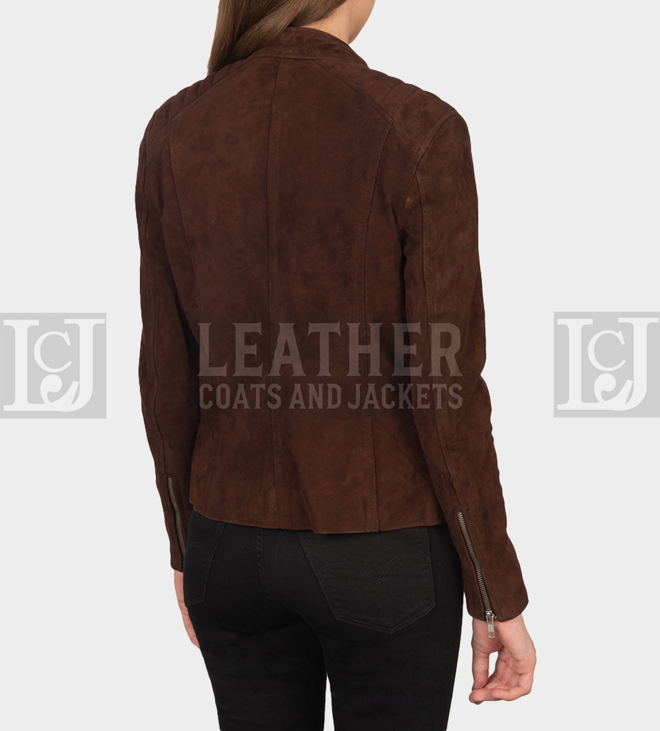 Kelsee Dark Brown Suede Leather Jacket – Quilted Modern Style