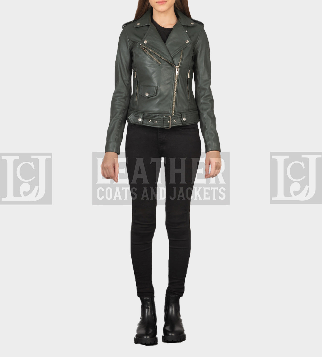 Alison Green Leather Jacket – Modern Biker Style