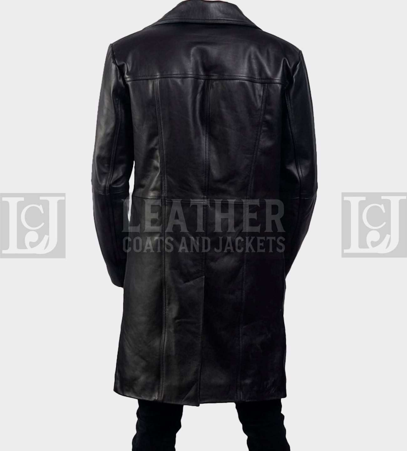 Timeless Black Leather Trench Coat for Men