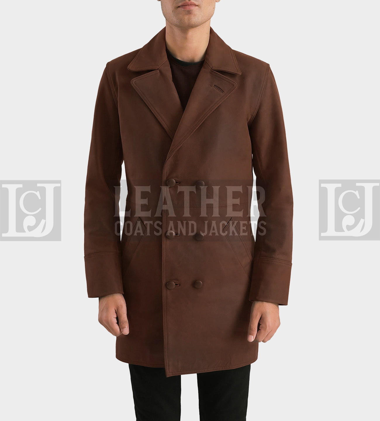 Half-Life Men's Distressed Brown Leather Coat