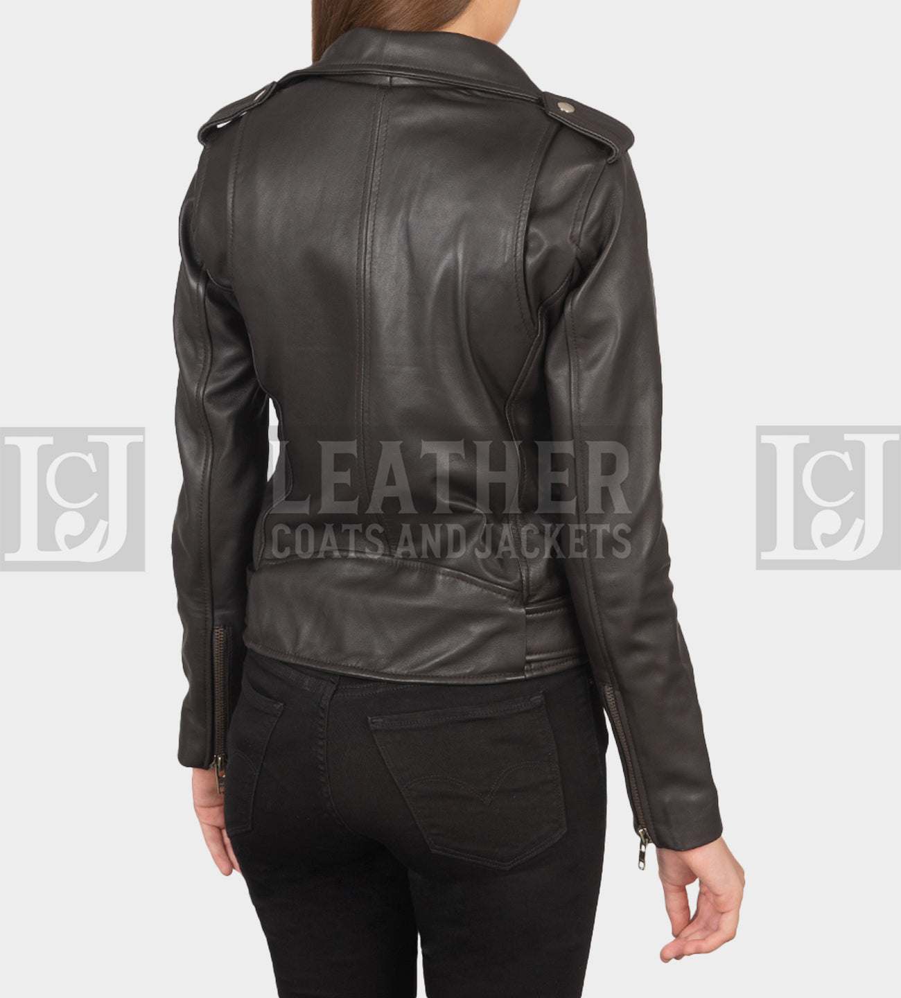 Brown Leather Biker Jacket for Women – Sheepskin Style