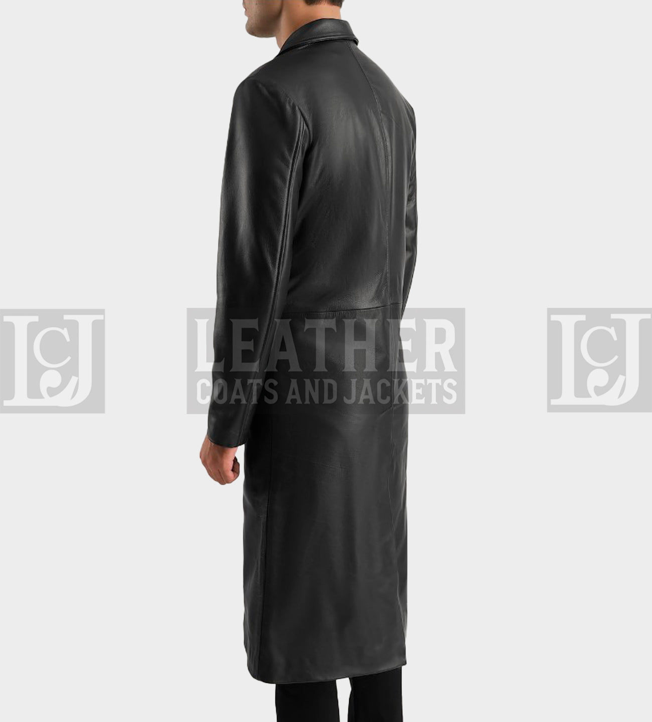 Mateo Men's Black Leather Single-Breasted Coat