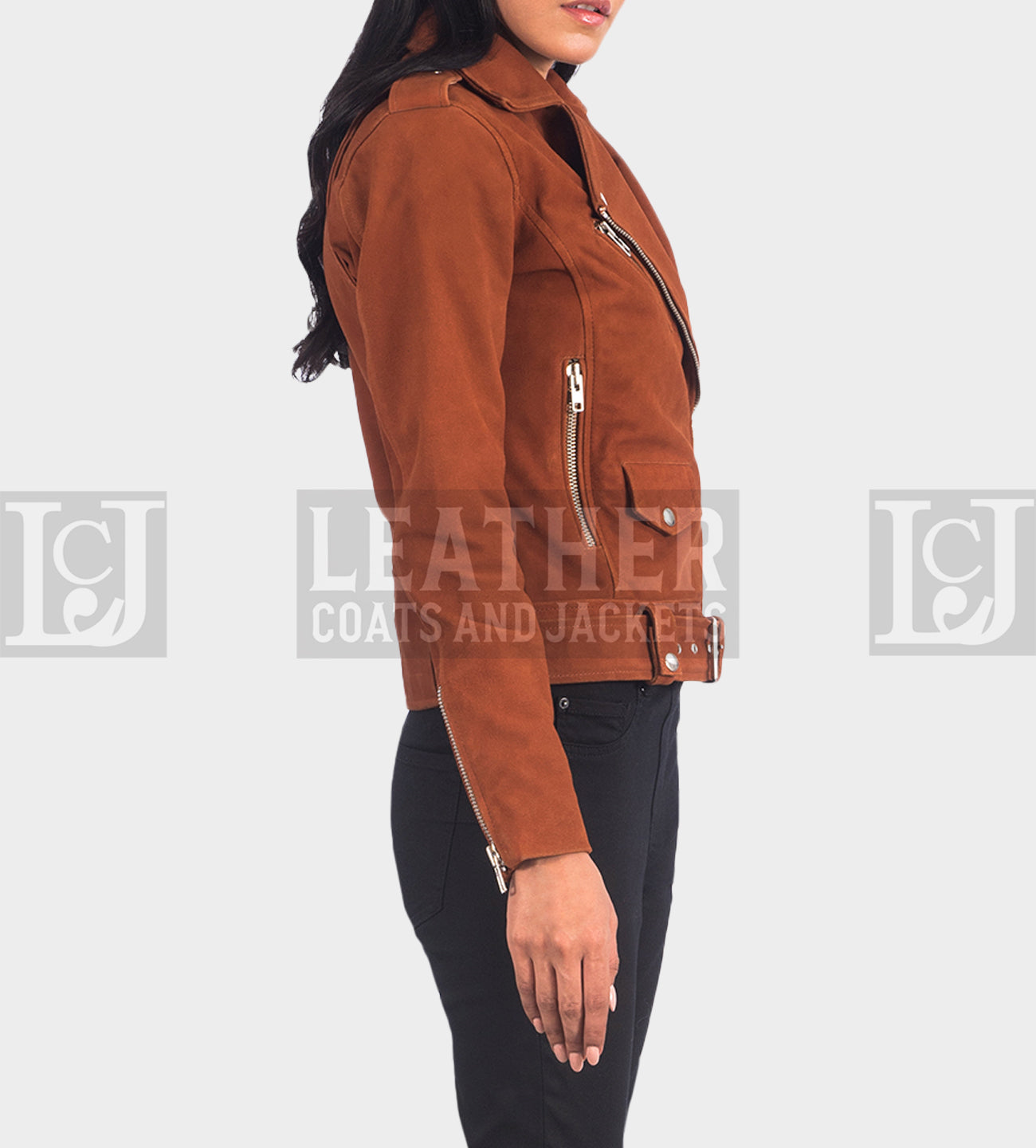 Alison Brown Suede Leather Jacket – Modern Biker Style