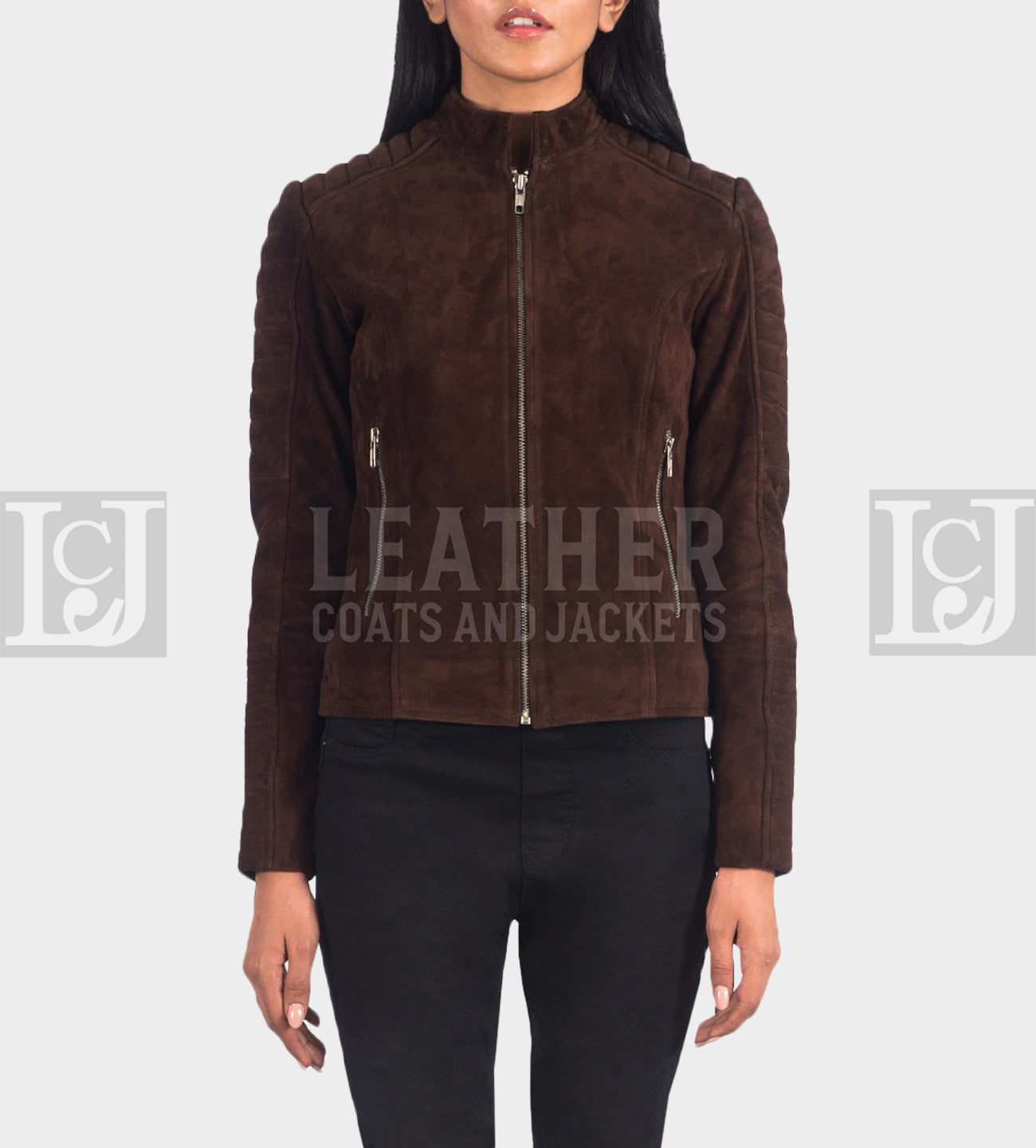 Kelsee Mocha Suede Jacket – Stylish Dark Brown Suede Leather