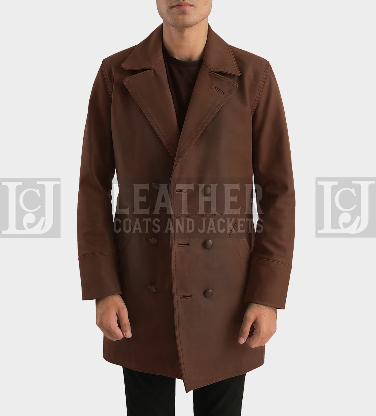 Half-Life Men's Distressed Brown Leather Coat