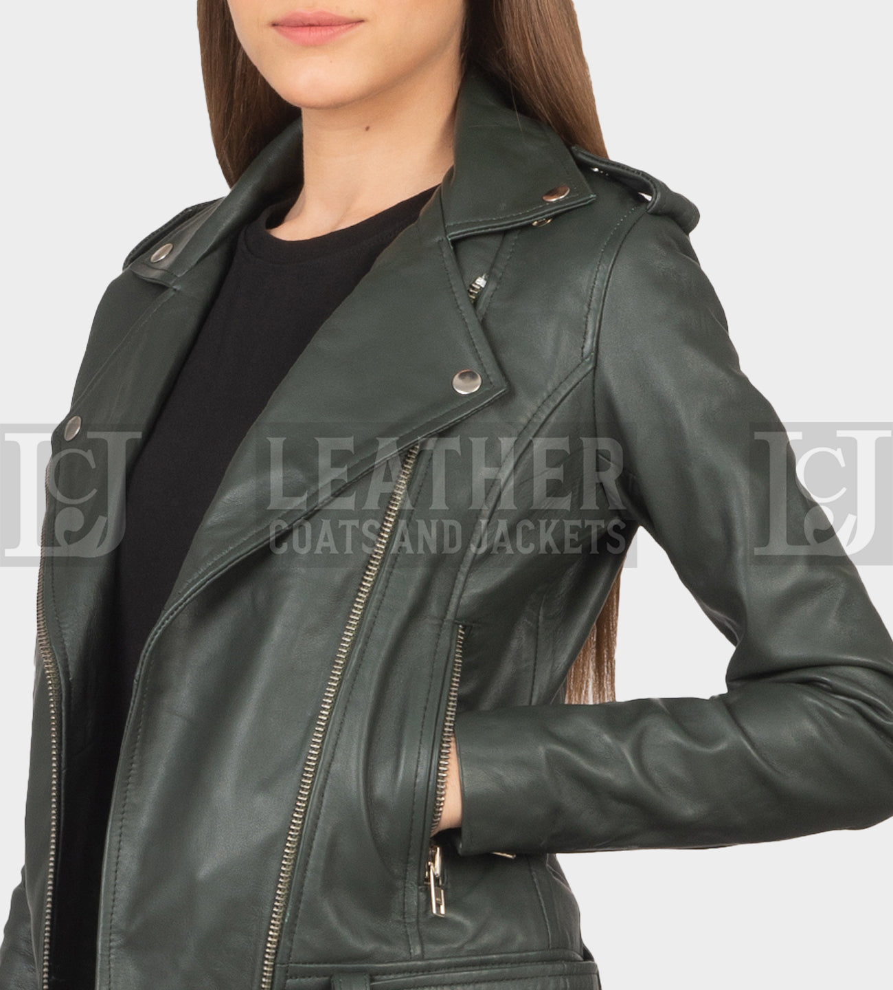 Alison Green Leather Jacket – Modern Biker Style