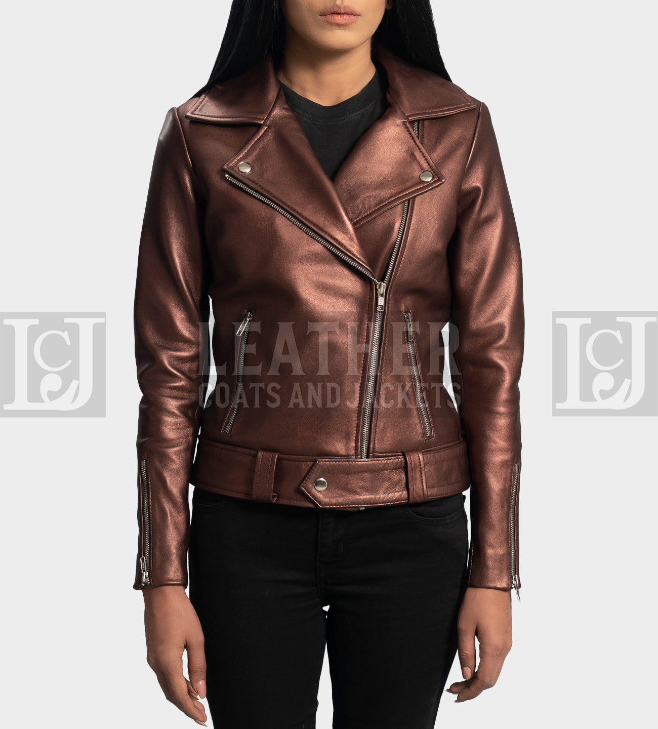 Rumy Maroon Leather Biker Jacket for Women – Stylish Real Sheepskin Aniline Finish