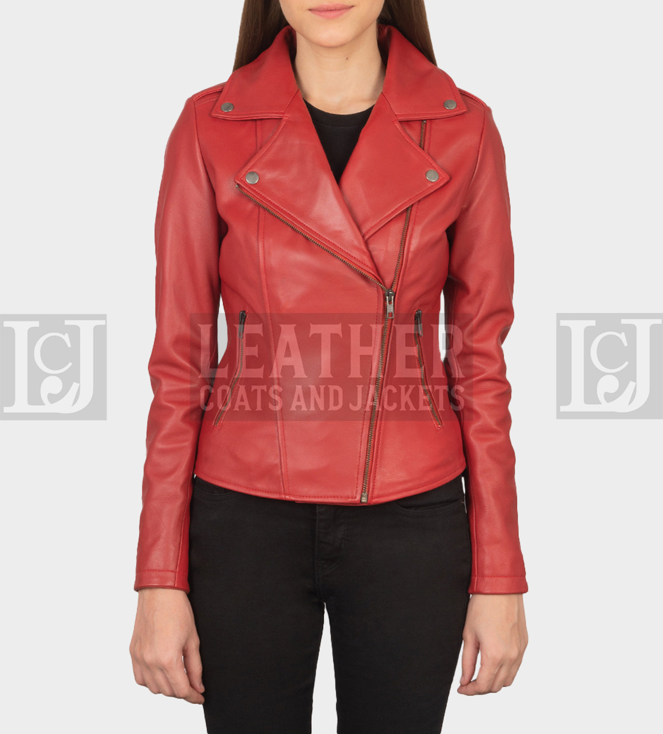 Women's Red Leather Biker Jacket – Bold Sheepskin Style