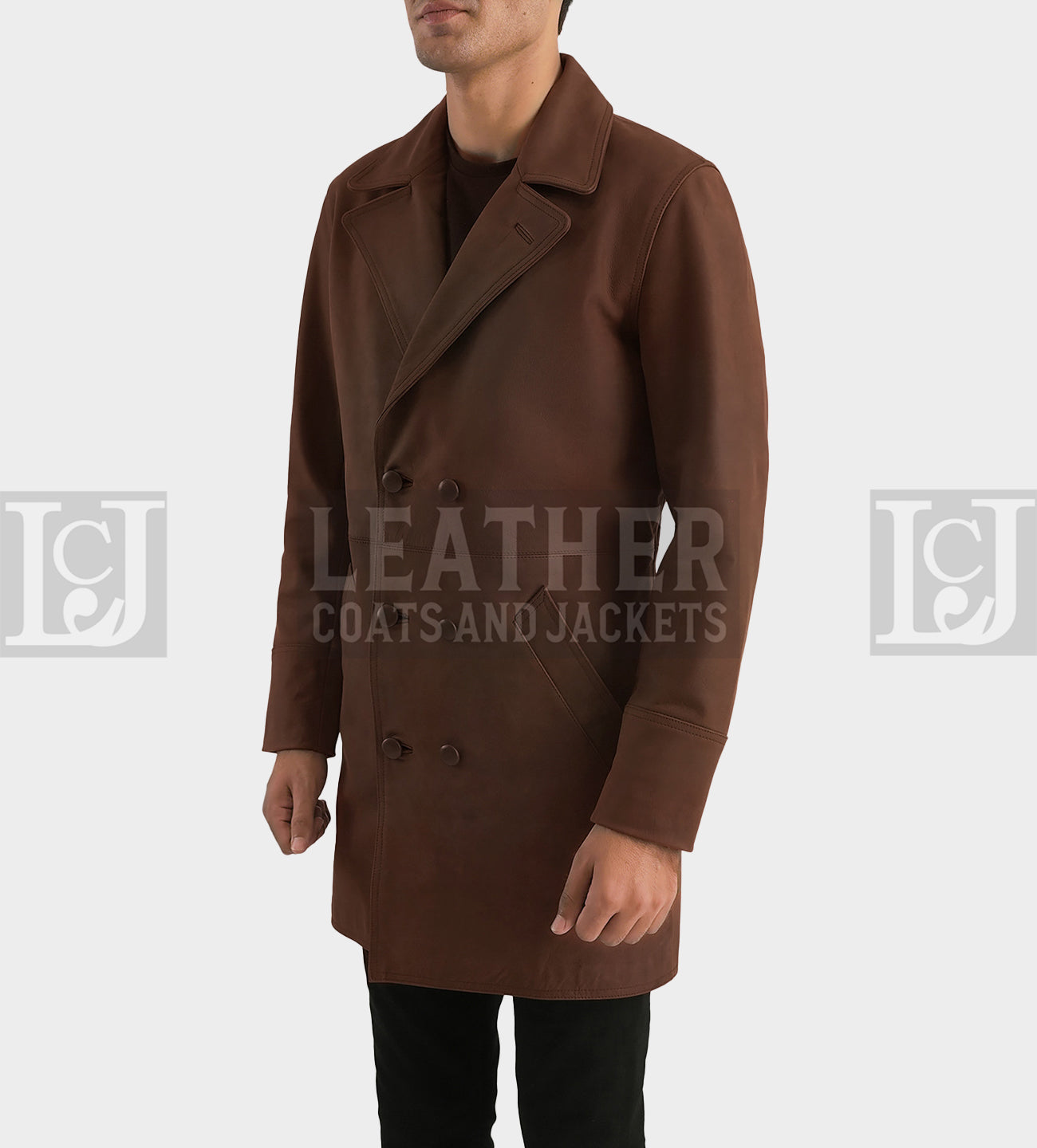 Half-Life Men's Distressed Brown Leather Coat