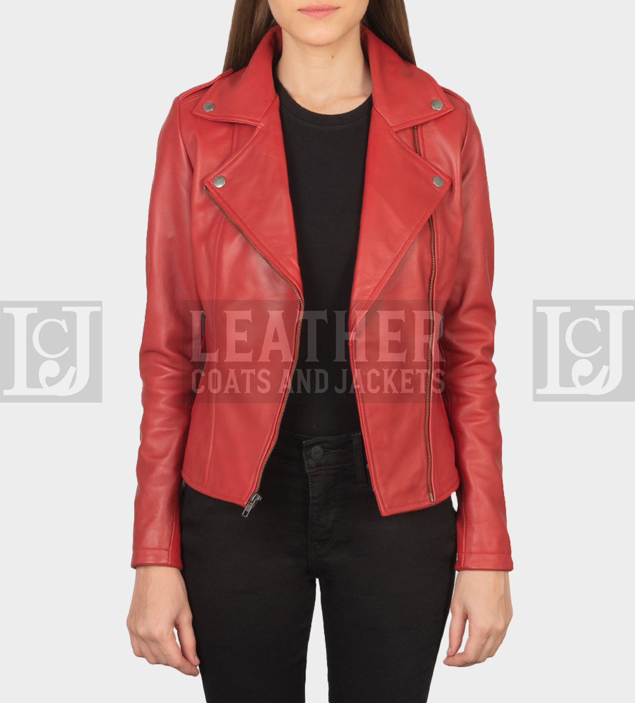 Women's Red Leather Biker Jacket – Bold Sheepskin Style