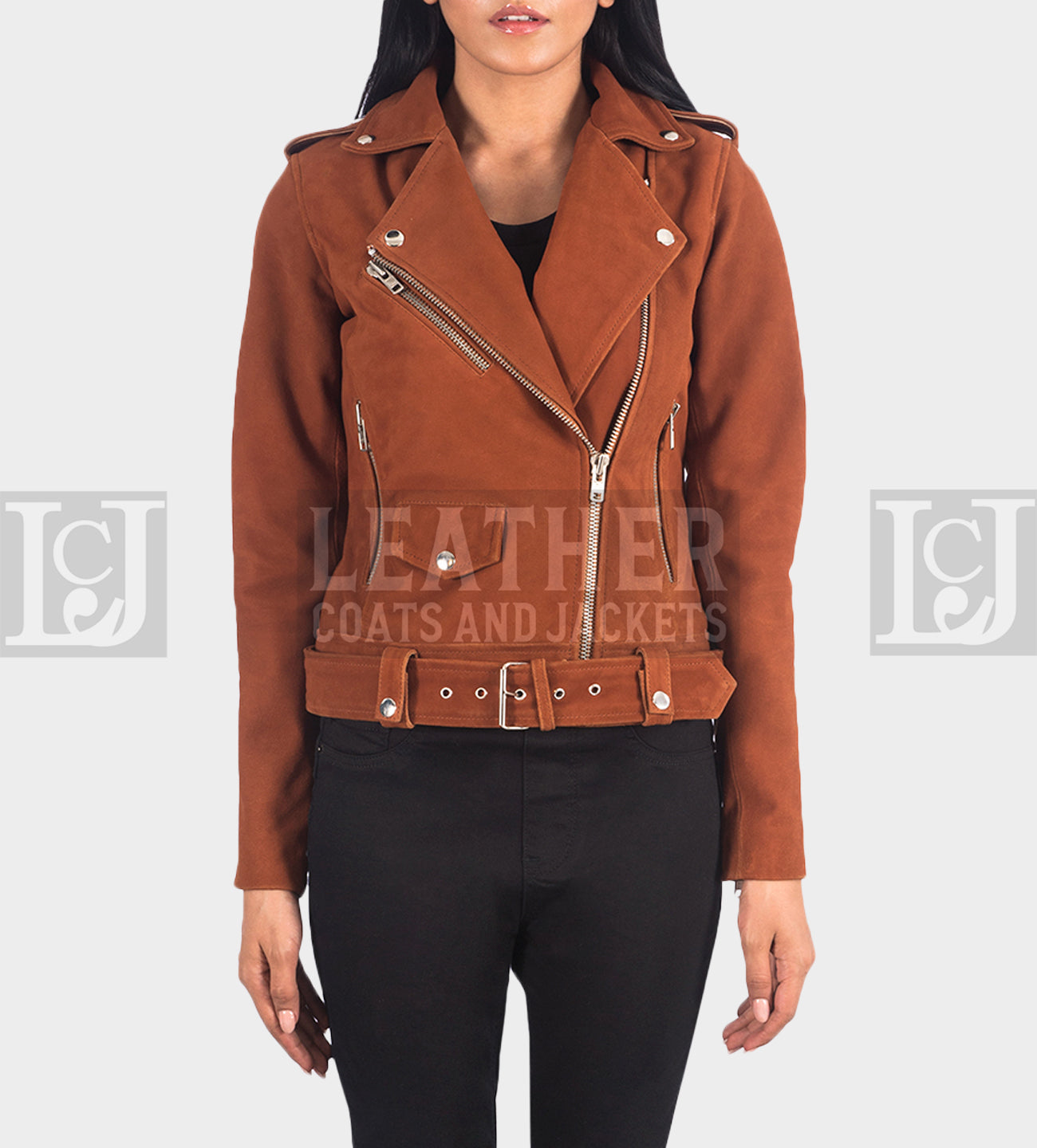 Alison Brown Suede Leather Jacket – Modern Biker Style