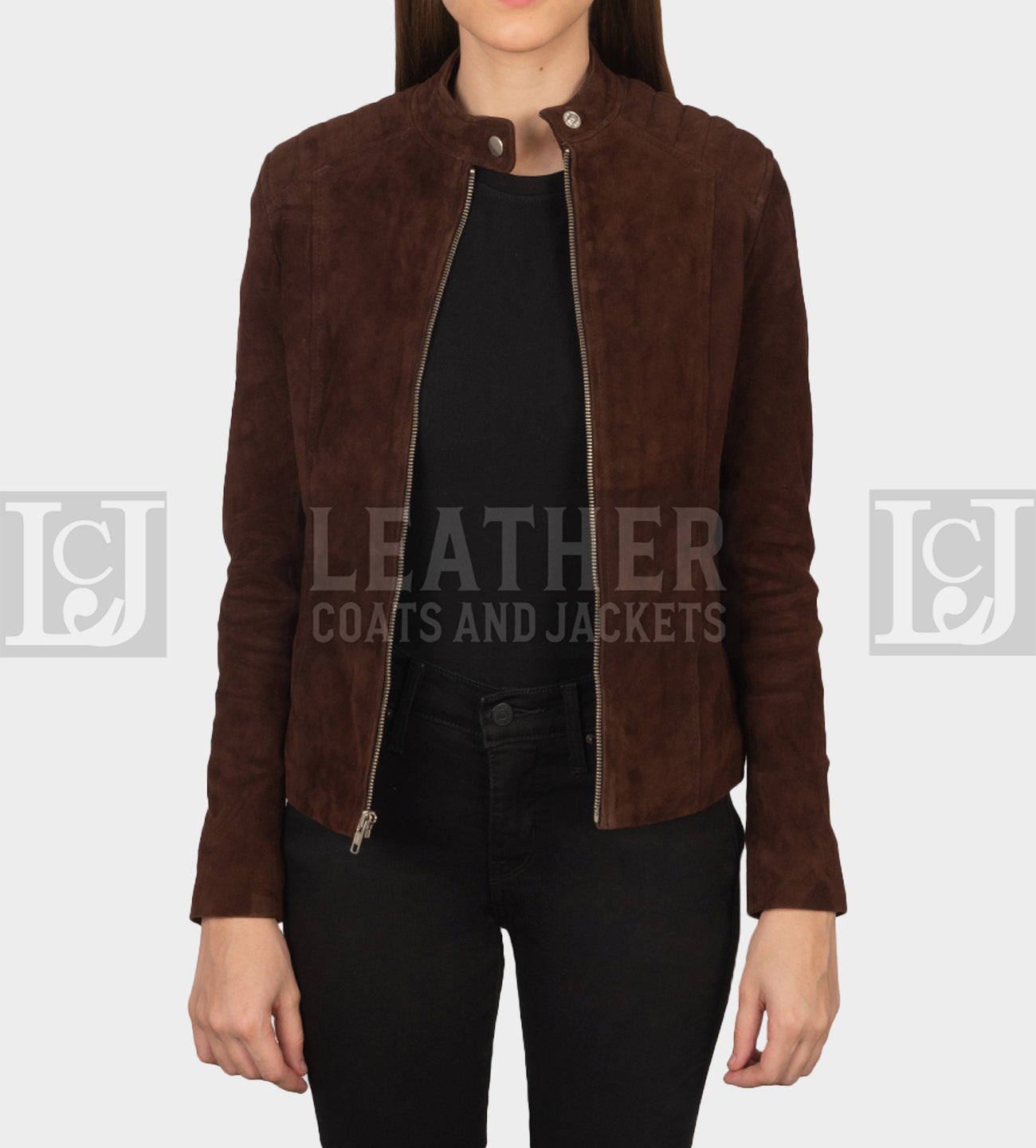 Kelsee Dark Brown Suede Leather Jacket – Quilted Modern Style