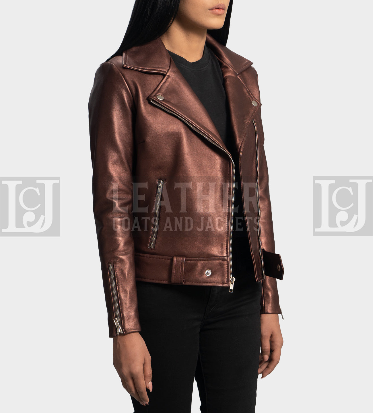 Rumy Maroon Leather Biker Jacket for Women – Stylish Real Sheepskin Aniline Finish