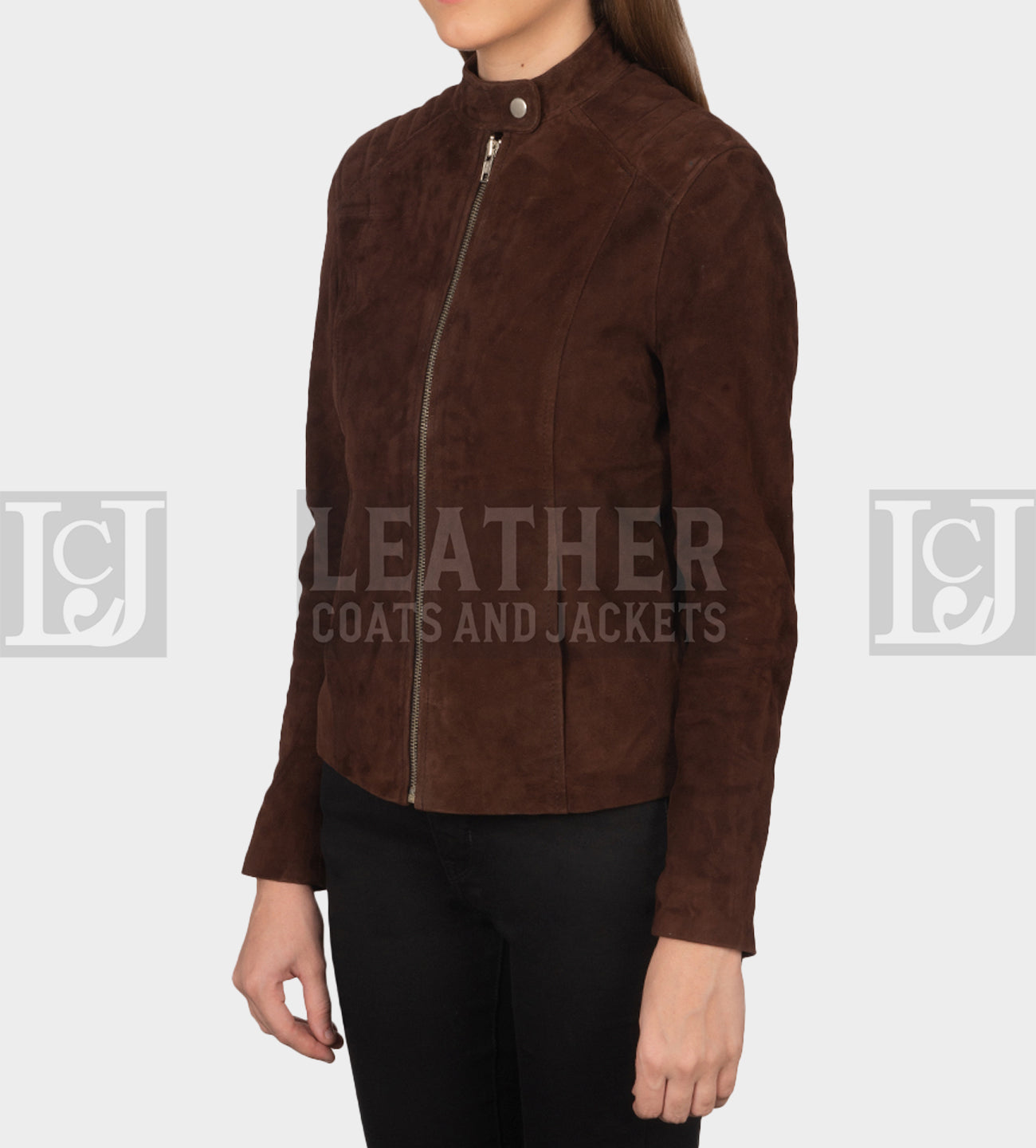 Kelsee Dark Brown Suede Leather Jacket – Quilted Modern Style