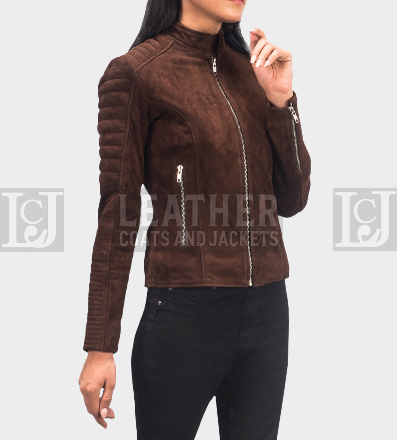 Kelsee Mocha Suede Jacket – Stylish Dark Brown Suede Leather