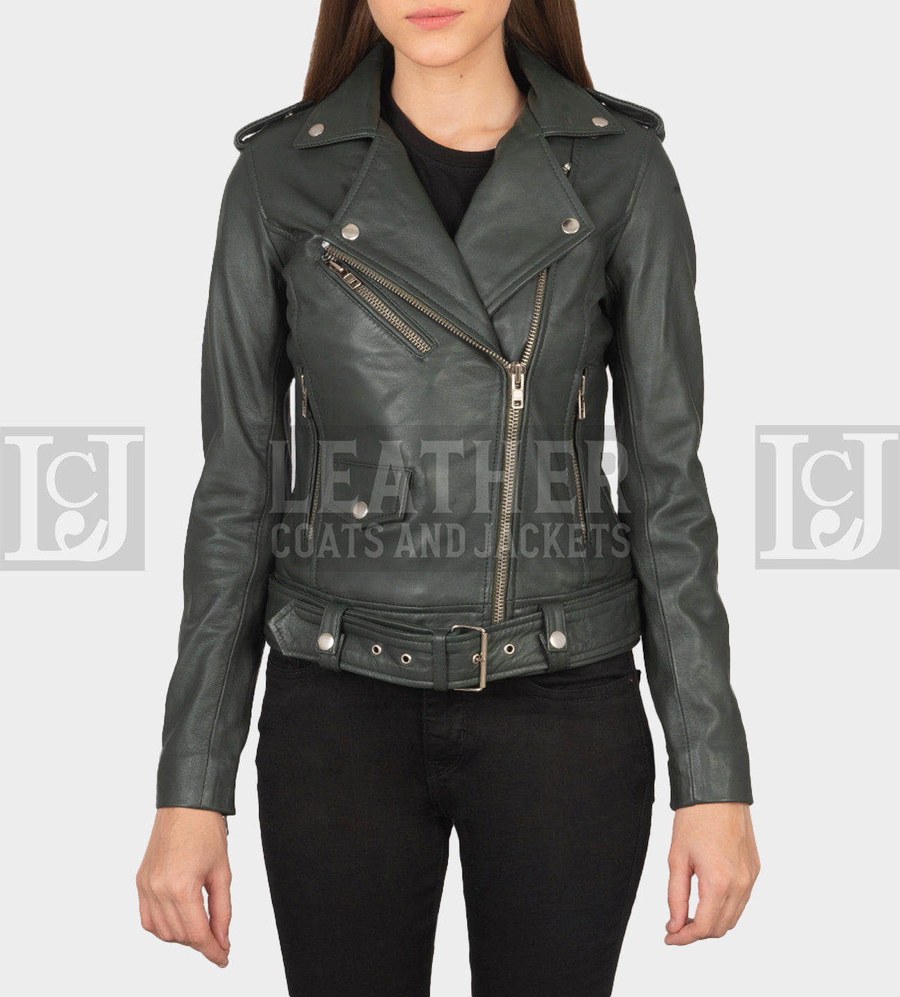 Alison Green Leather Jacket – Modern Biker Style