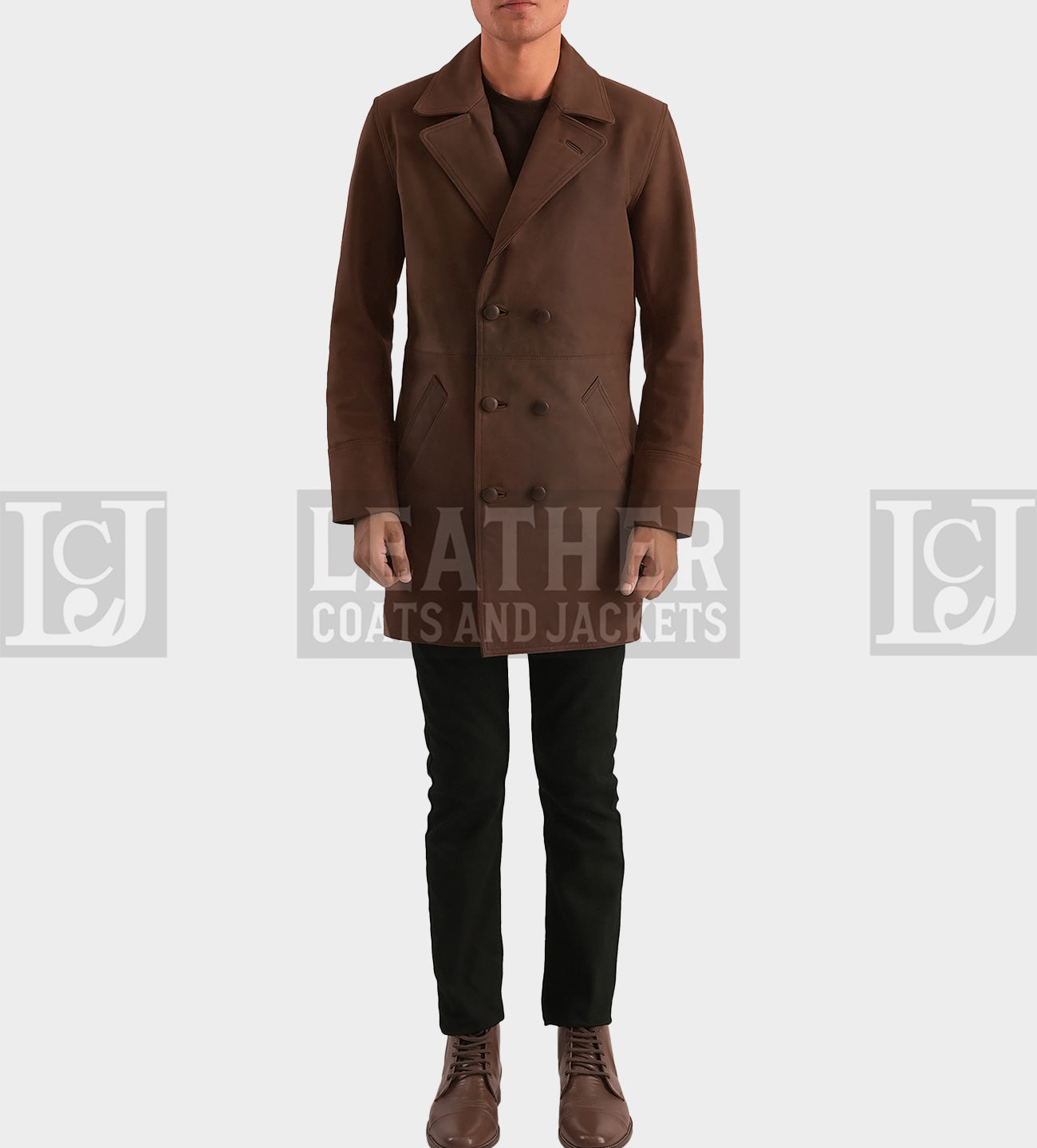 Half-Life Men's Distressed Brown Leather Coat