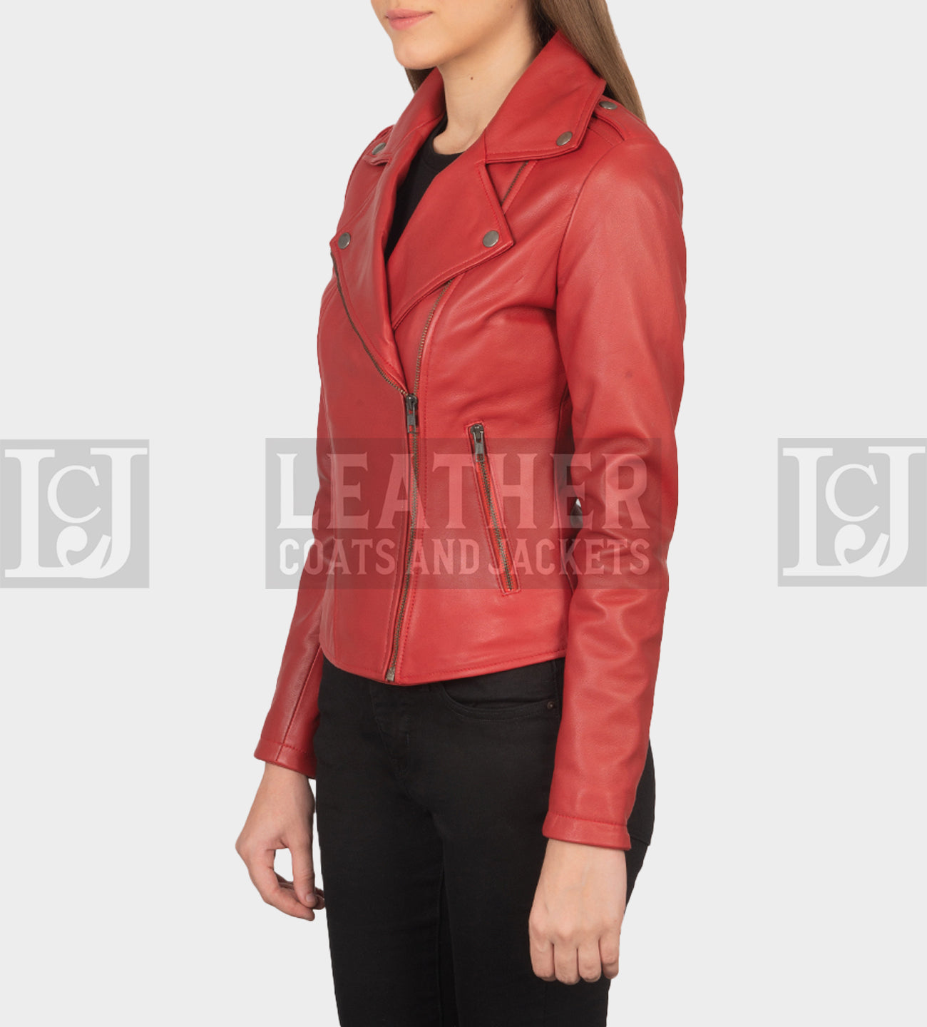 Women's Red Leather Biker Jacket – Bold Sheepskin Style