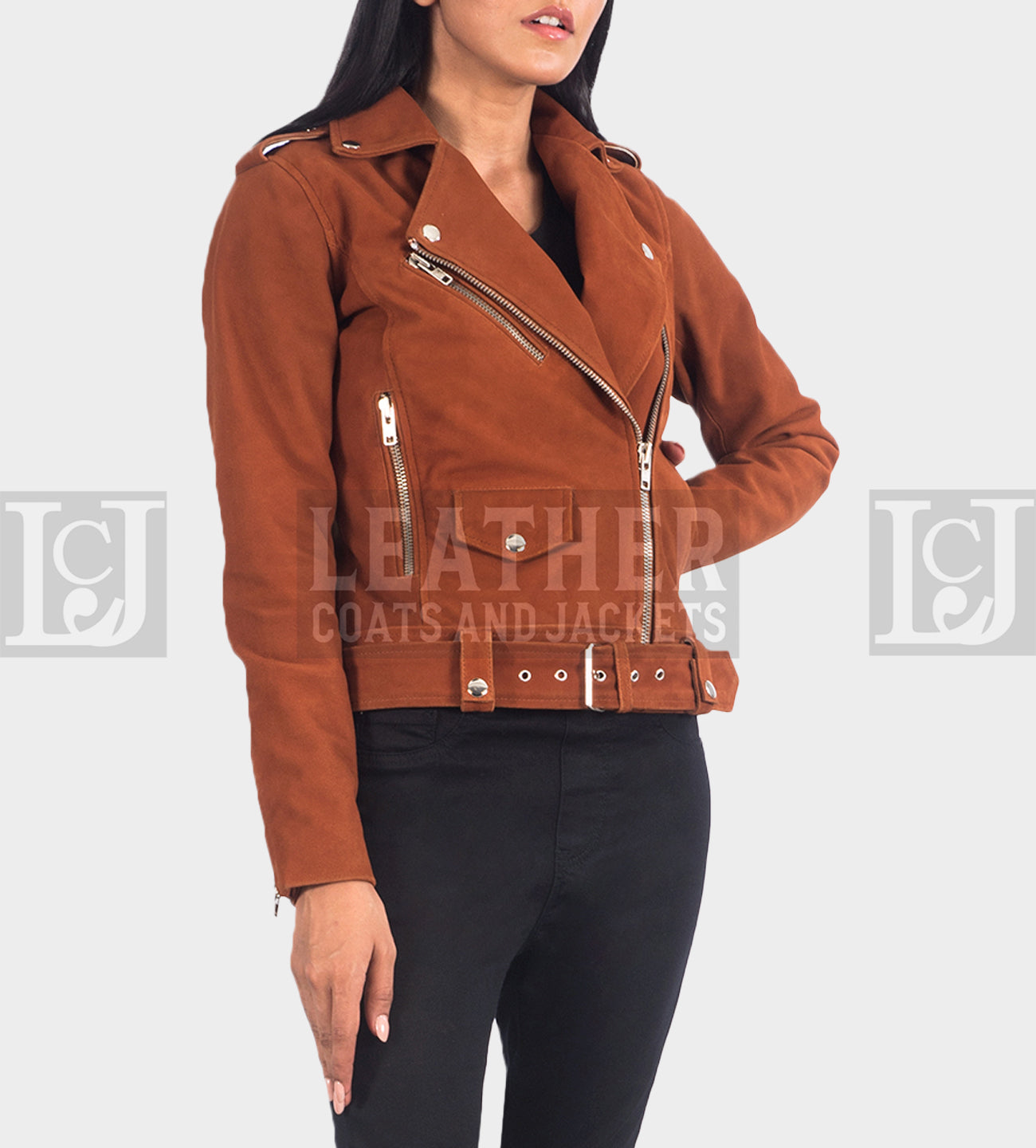 Alison Brown Suede Leather Jacket – Modern Biker Style