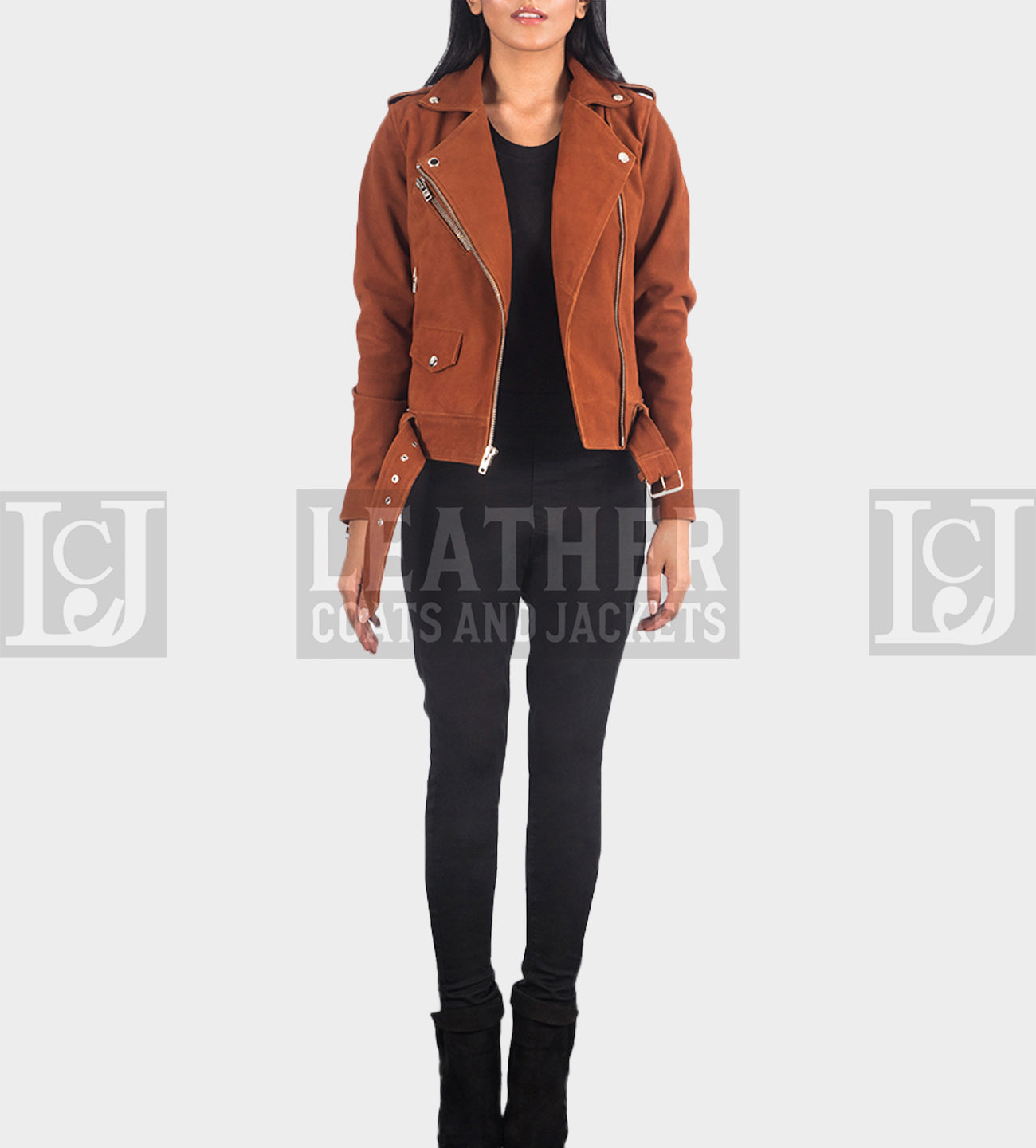 Alison Brown Suede Leather Jacket – Modern Biker Style