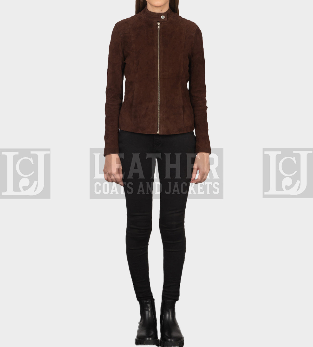 Kelsee Dark Brown Suede Leather Jacket – Quilted Modern Style