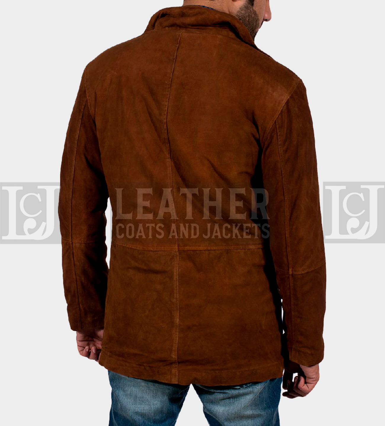 Sheriff Brown Suede Leather Jacket - High Neck Style