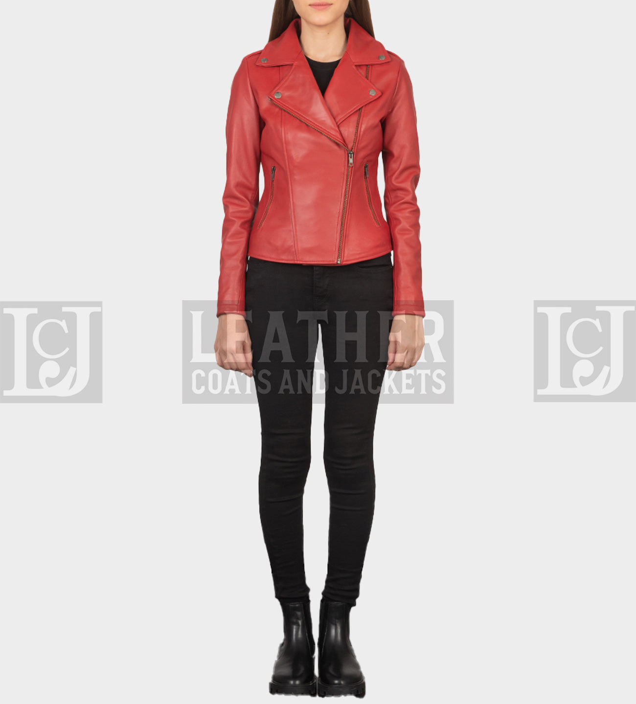 Women's Red Leather Biker Jacket – Bold Sheepskin Style