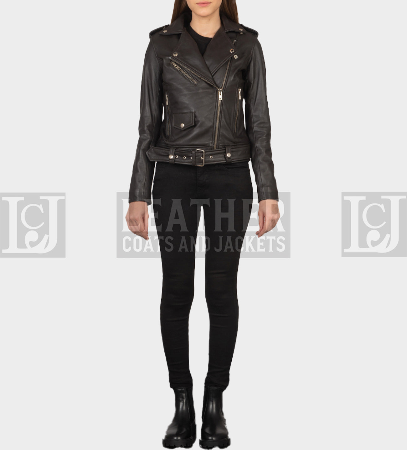 Brown Leather Biker Jacket for Women – Sheepskin Style