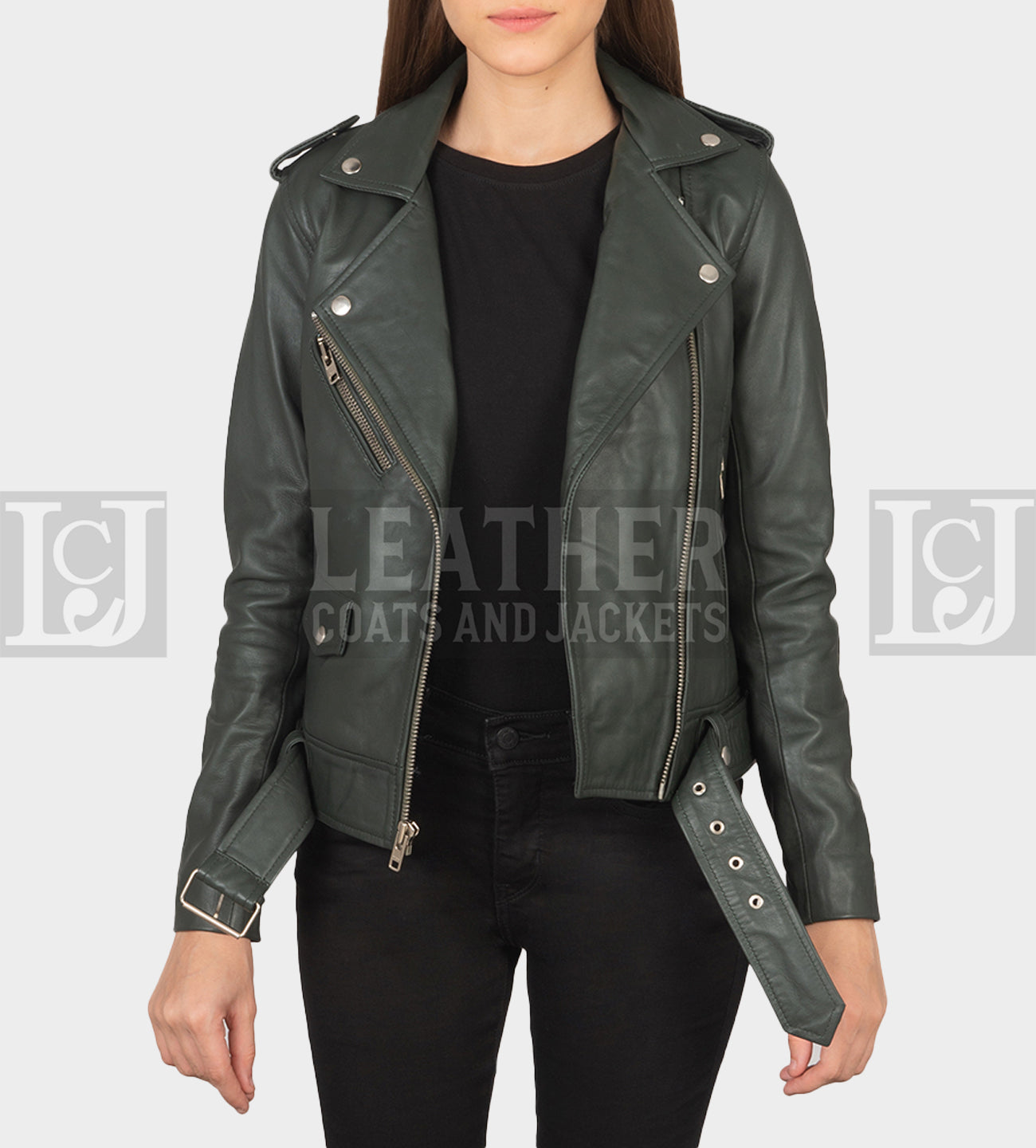 Alison Green Leather Jacket – Modern Biker Style