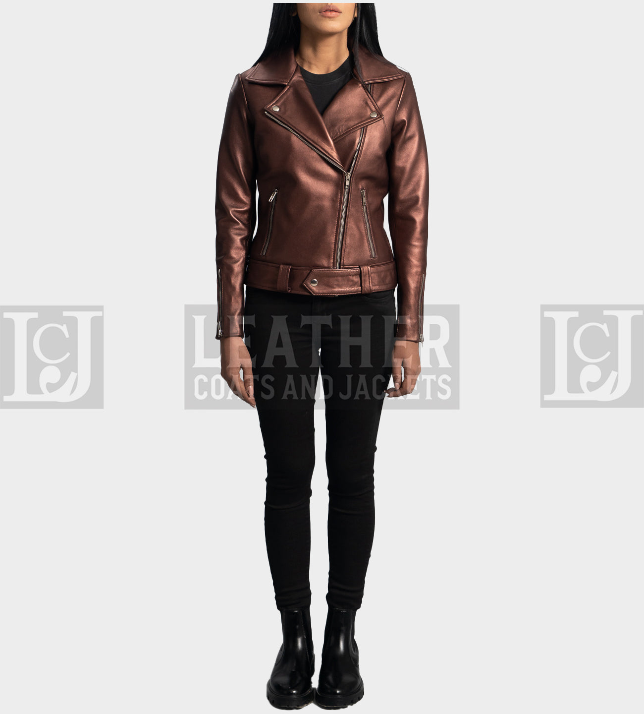 Rumy Maroon Leather Biker Jacket for Women – Stylish Real Sheepskin Aniline Finish