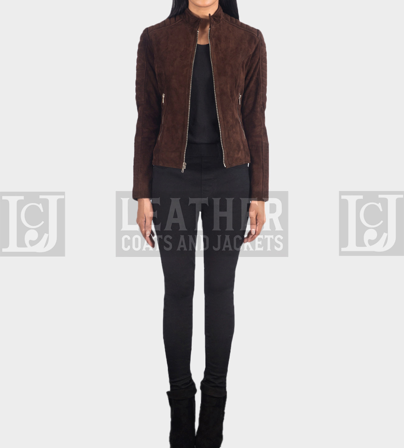 Kelsee Mocha Suede Jacket – Stylish Dark Brown Suede Leather