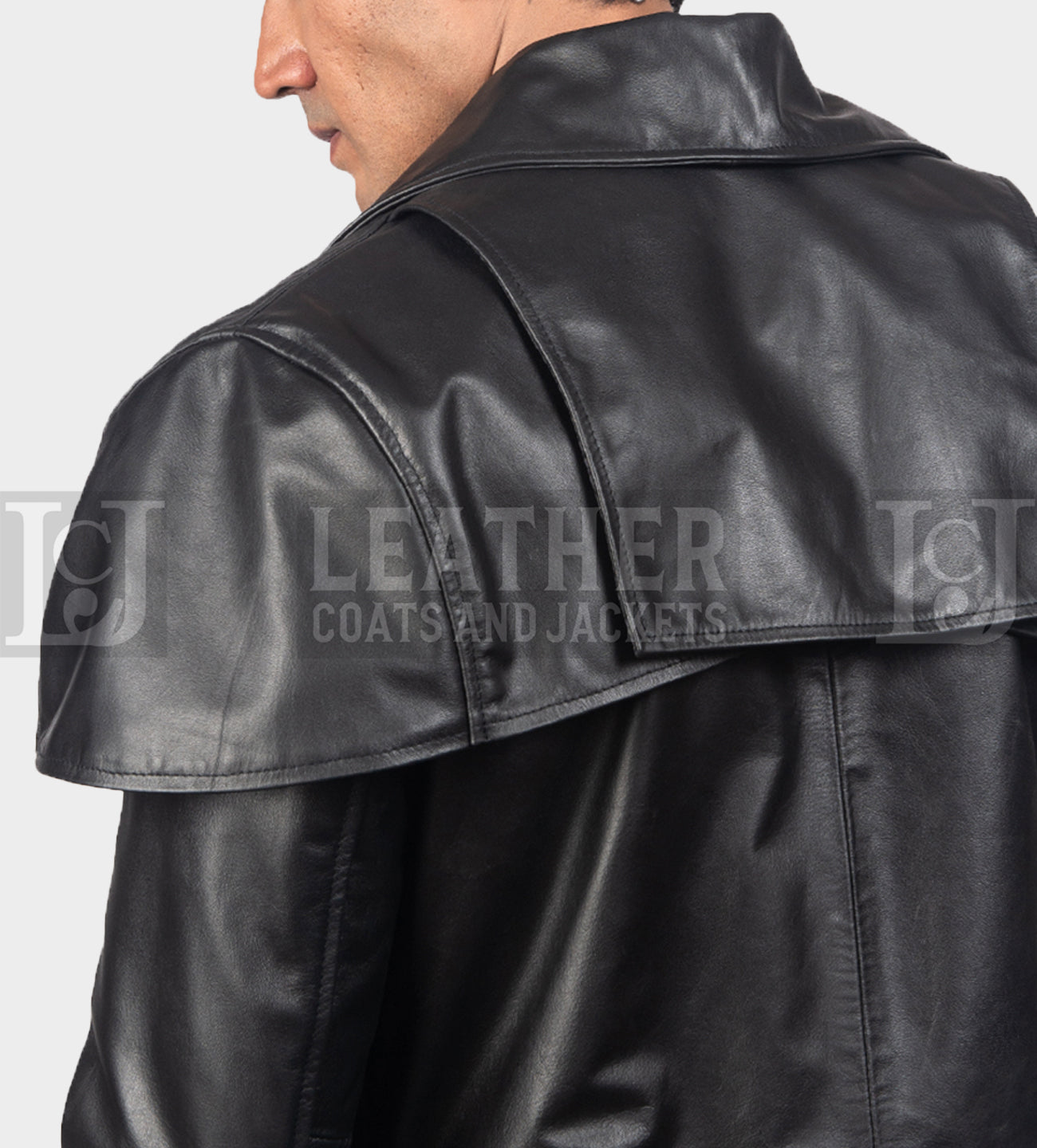 Men's Long Black Leather Coat - Stylish Semi-Aniline Duster