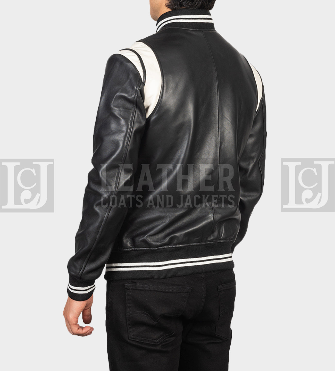 Dantee Black Leather Varsity Jacket - Real Sheepskin with Quilted Lining