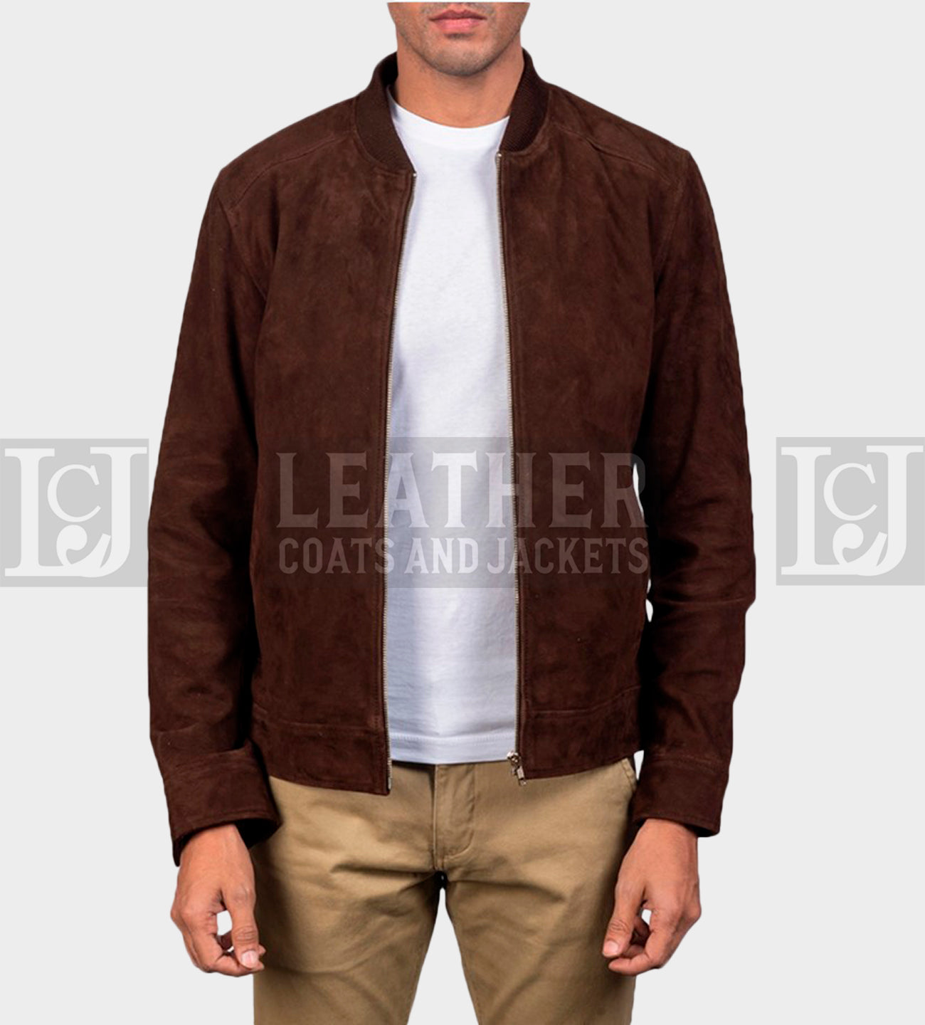 Blain Mocha Suede Bomber Jacket - Dark Brown Goatskin Leather