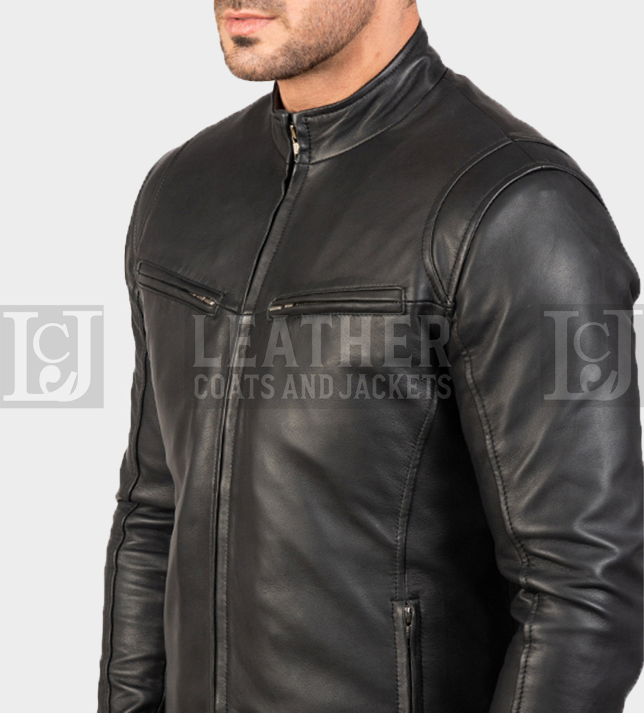 Men's Black Genuine Leather Jacket - Stylish and Comfortable Slim Fit Design