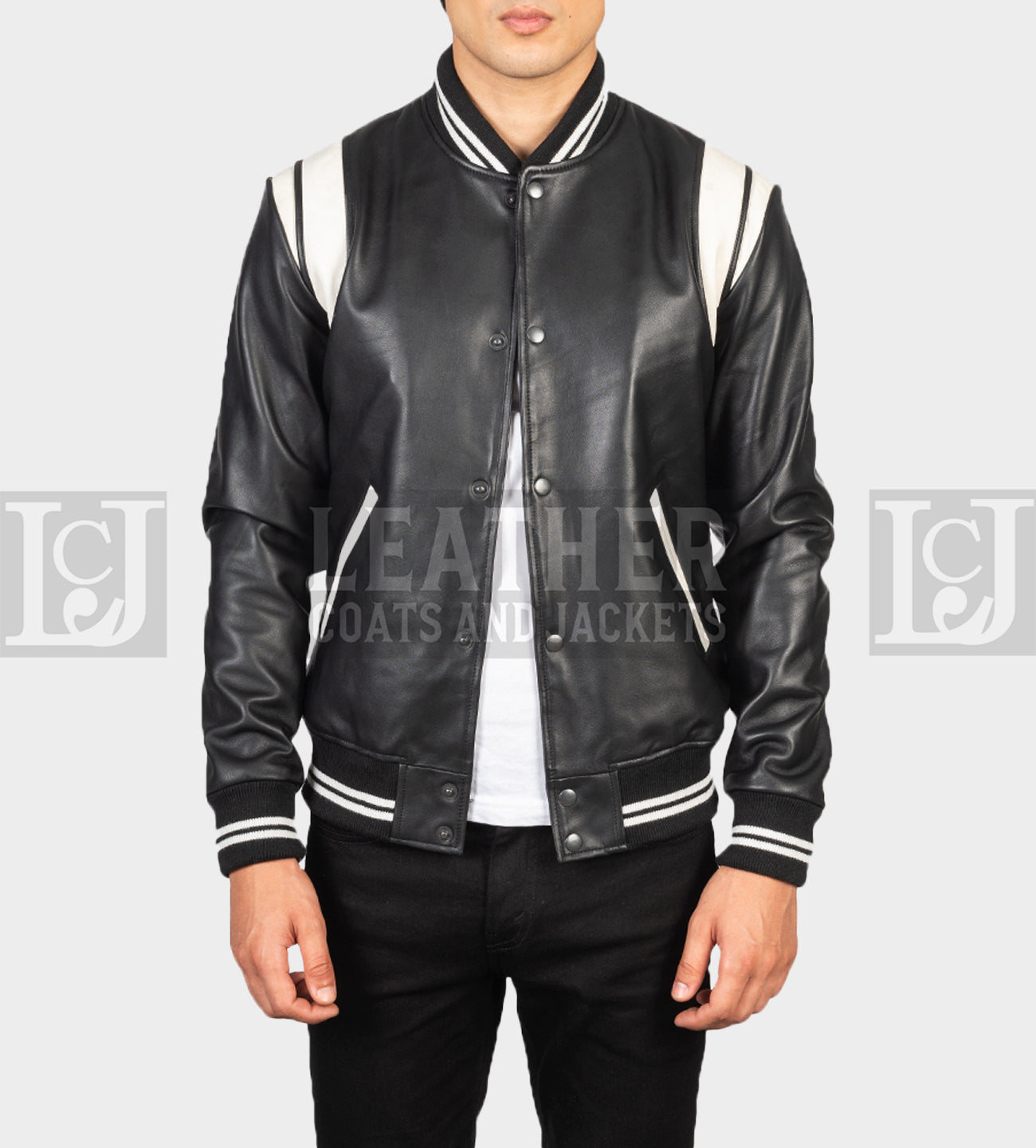 Dantee Black Leather Varsity Jacket - Real Sheepskin with Quilted Lining