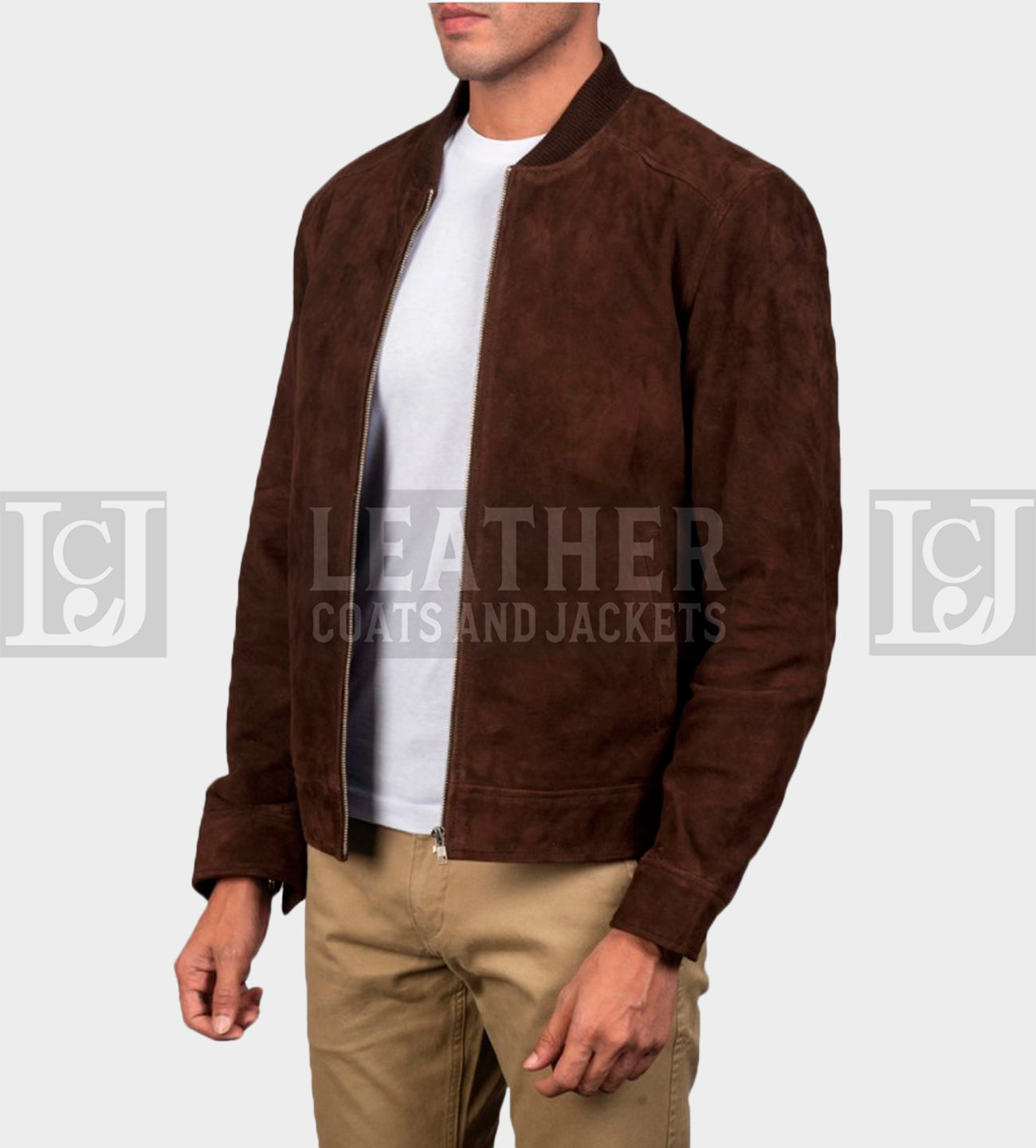 Blain Mocha Suede Bomber Jacket - Dark Brown Goatskin Leather